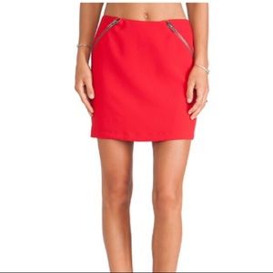 BCBGeneration Red Zipper Detail Mini Skirt